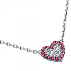 Colier elegant din argint 925 rodiat inimioara cu zirconii [0]